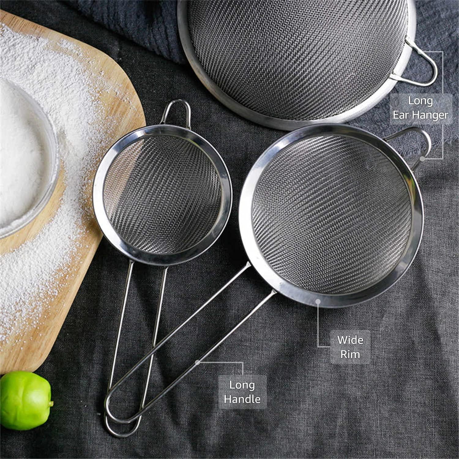 Thumbnail 2 de Sieve/Strainer (Pack of 3) | 8cm, 12cm & 18cm | Marine-Grade Stainless Steel Finest Mesh