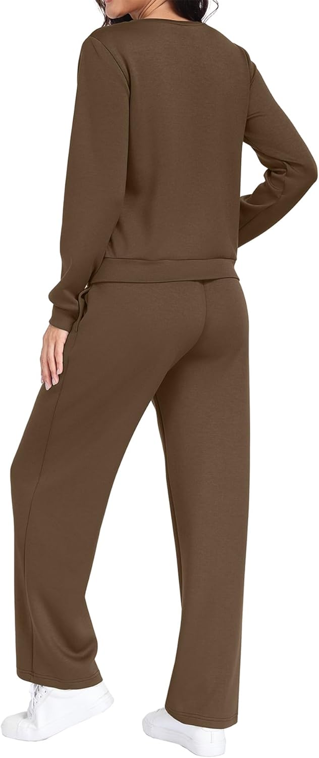 Detalle de GRECERELLE Women's Tracksuit Full Set – Autumn Long Sleeve Lounge 2-Piece with Pockets