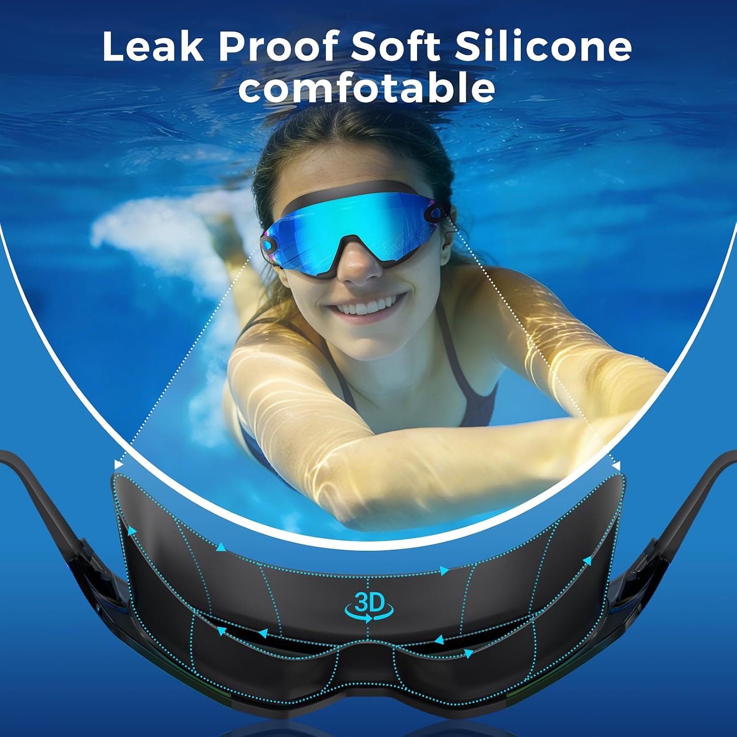 Detalle de Lavlola Swimming Goggles with Anti-Fog, 180° Vision, and UV Protection