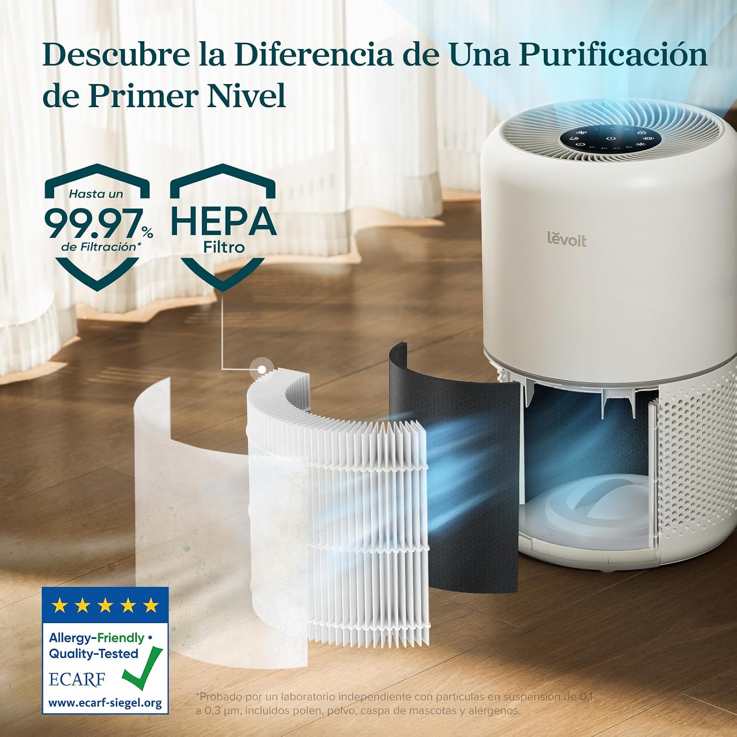 Detalle de LEVOIT 300S Purificador de Aire 🌀 Filtro HEPA, Alexa, Silencioso