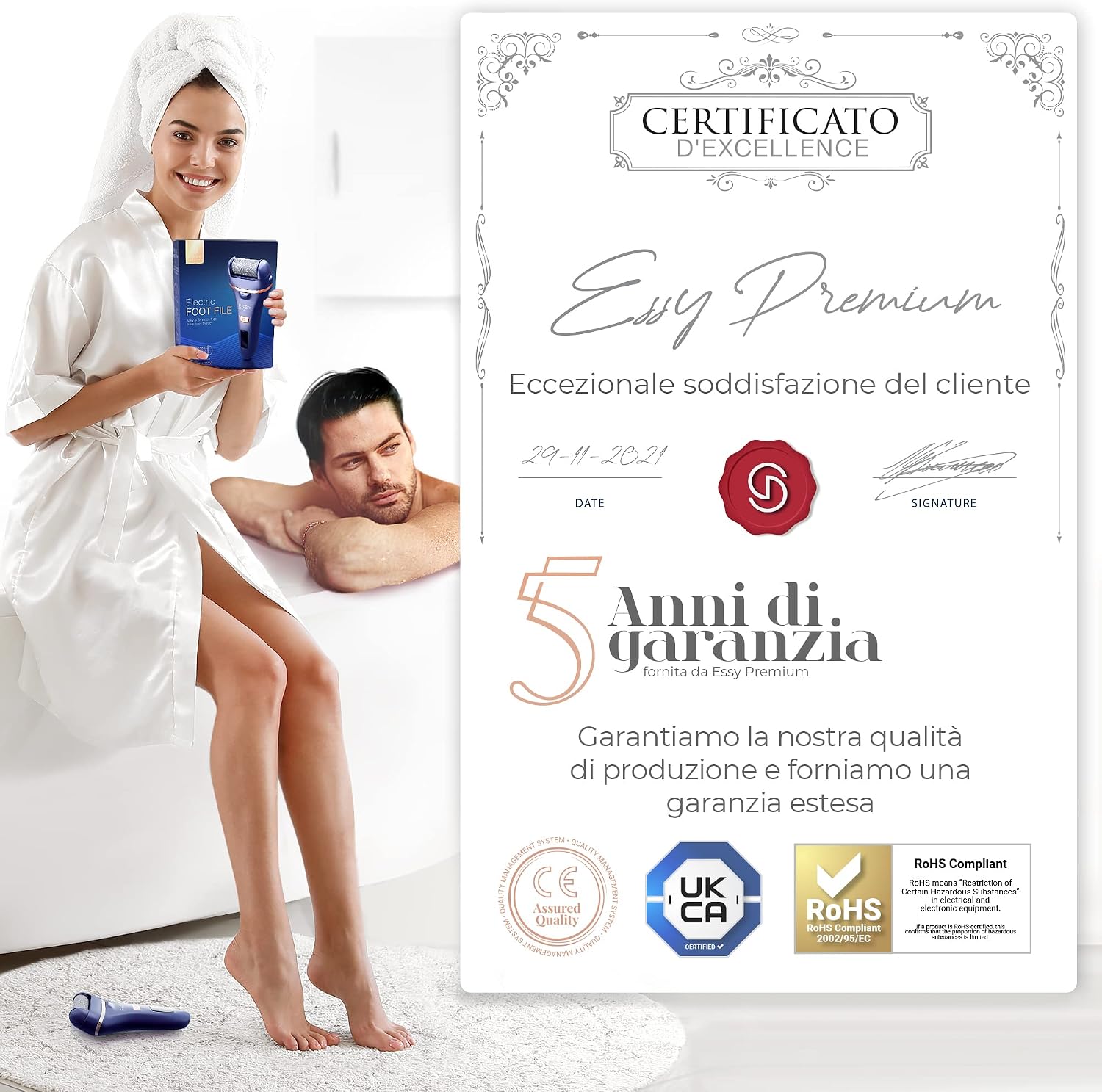 Thumbnail 6 de Essy Lima elettrica per pedicure con 5 rulli sostituibili per calli e duroni (Marina)