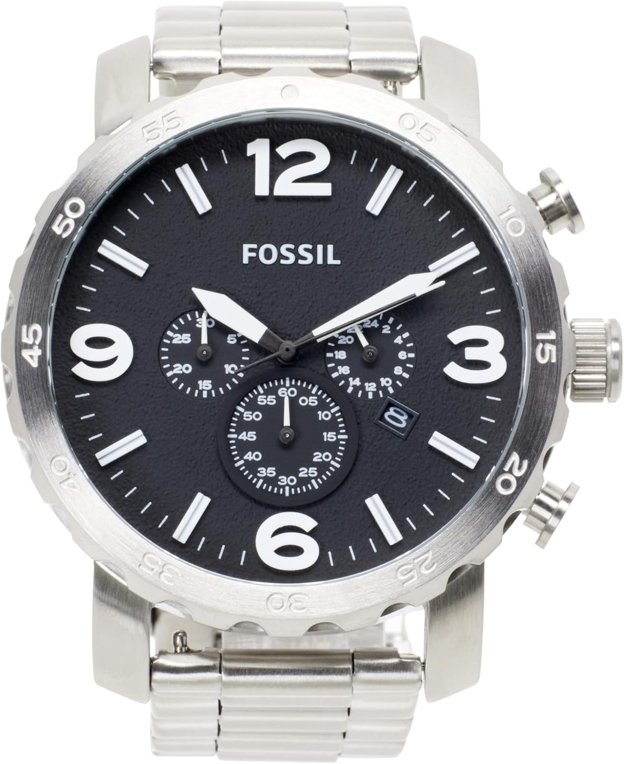 Detalle de Fossil Nate Uhr für Herren – Quarzchronograph mit Edelstahl- oder Lederarmband