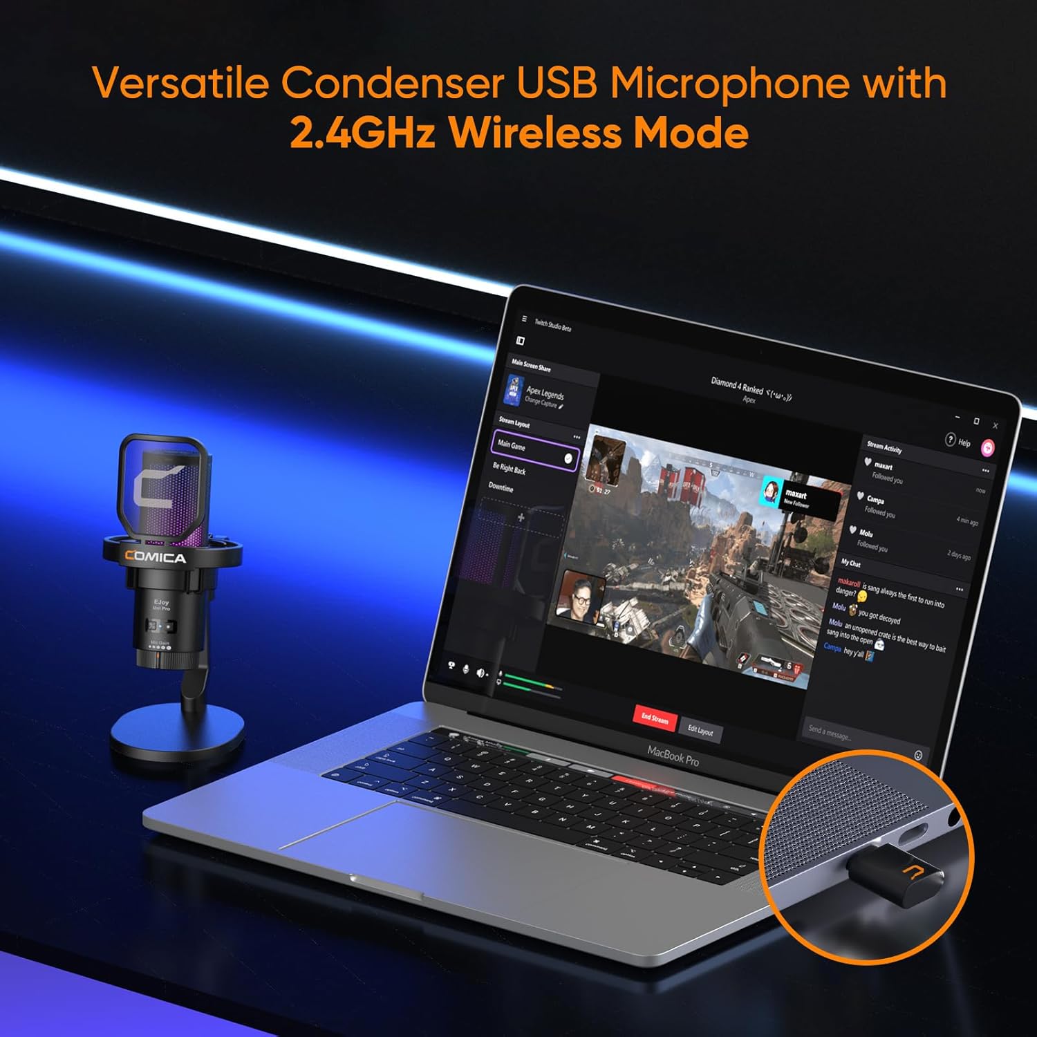 Thumbnail 1 de COMICA EJoy Uni Pro: Kabelloses USB-Mikrofon-Setup für PC, Gaming und Streaming