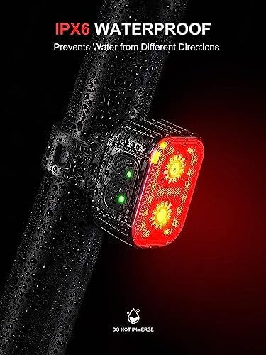 Detalle de Cuvccn Bike Lights Super Bright: Front & Rear USB Rechargeable Set for Night Riding