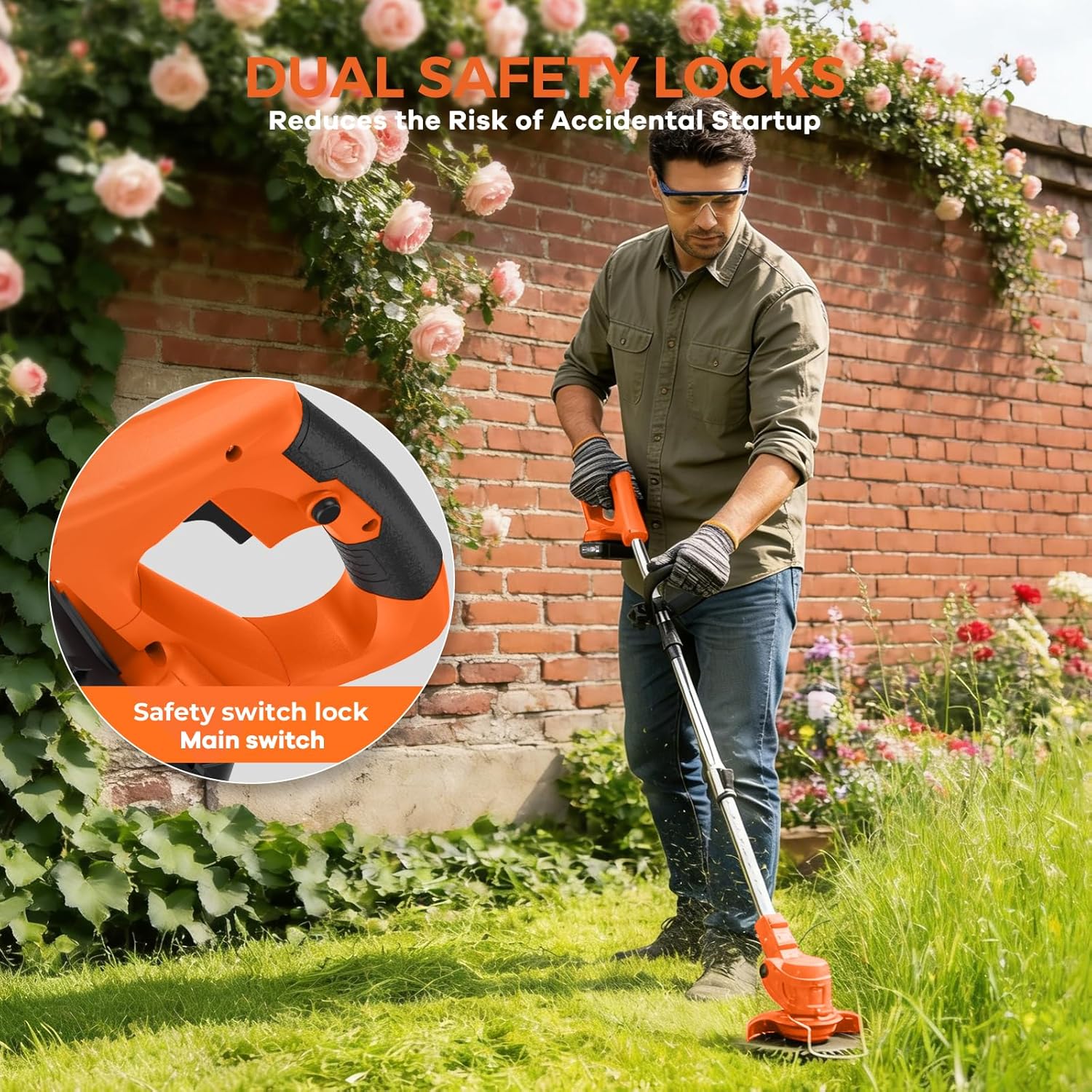 Thumbnail 4 de Cordless Strimmer with 4 Blades and 2 x 21V 2000mAh Batteries