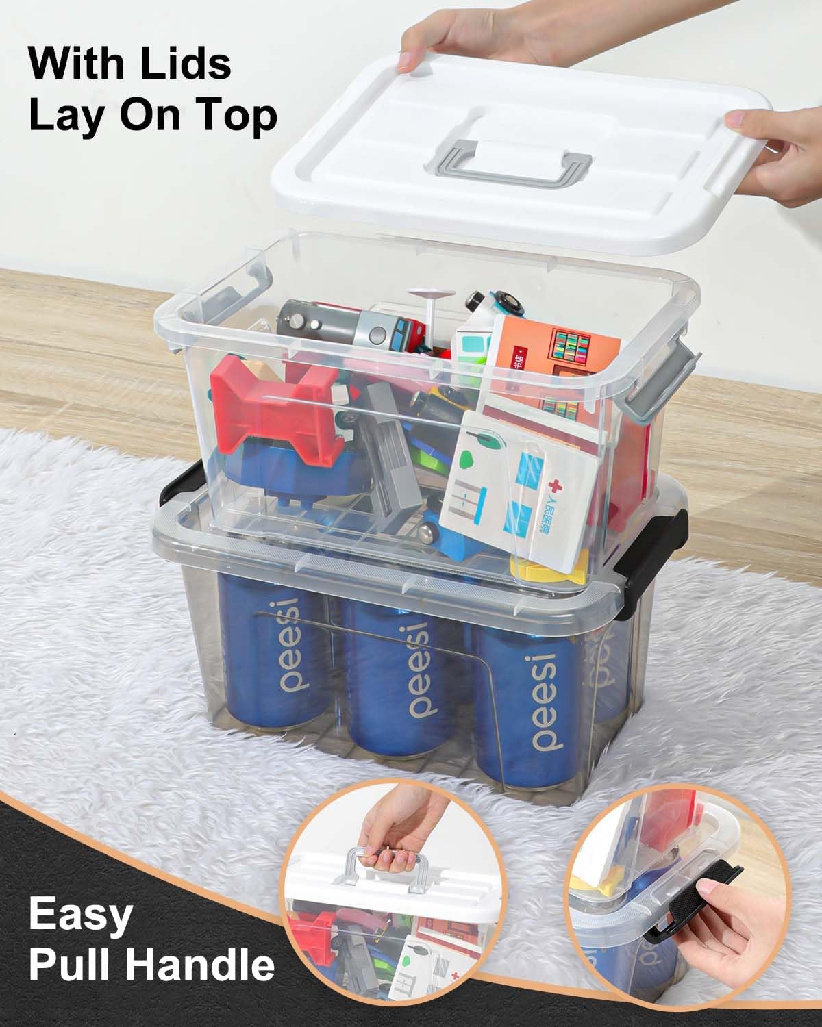 Detalle de NUMIFUN Clear Plastic Storage Bins, 7-Quart