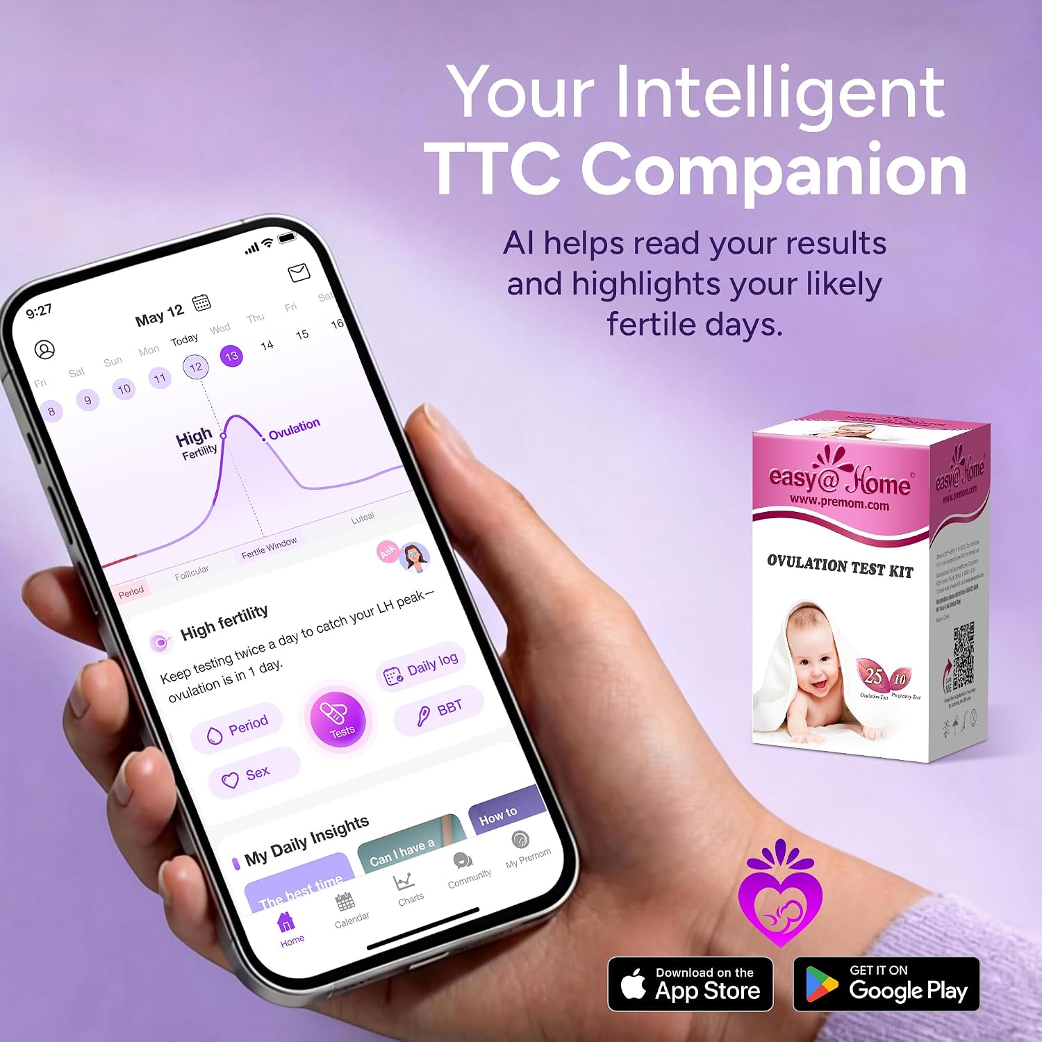 Detalle de Easy@Home Ovulation and Pregnancy Test Kit 70-pack 🧪