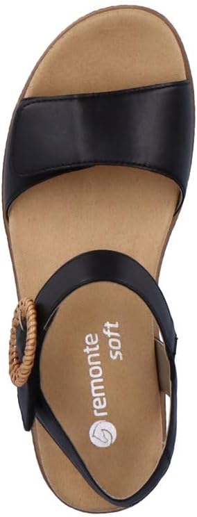 Detalle de Remonte Damen Riemchensandalen D0Q52 – elegante Riemchensandalen mit Klettverschluss und leichtem Keilabsatz