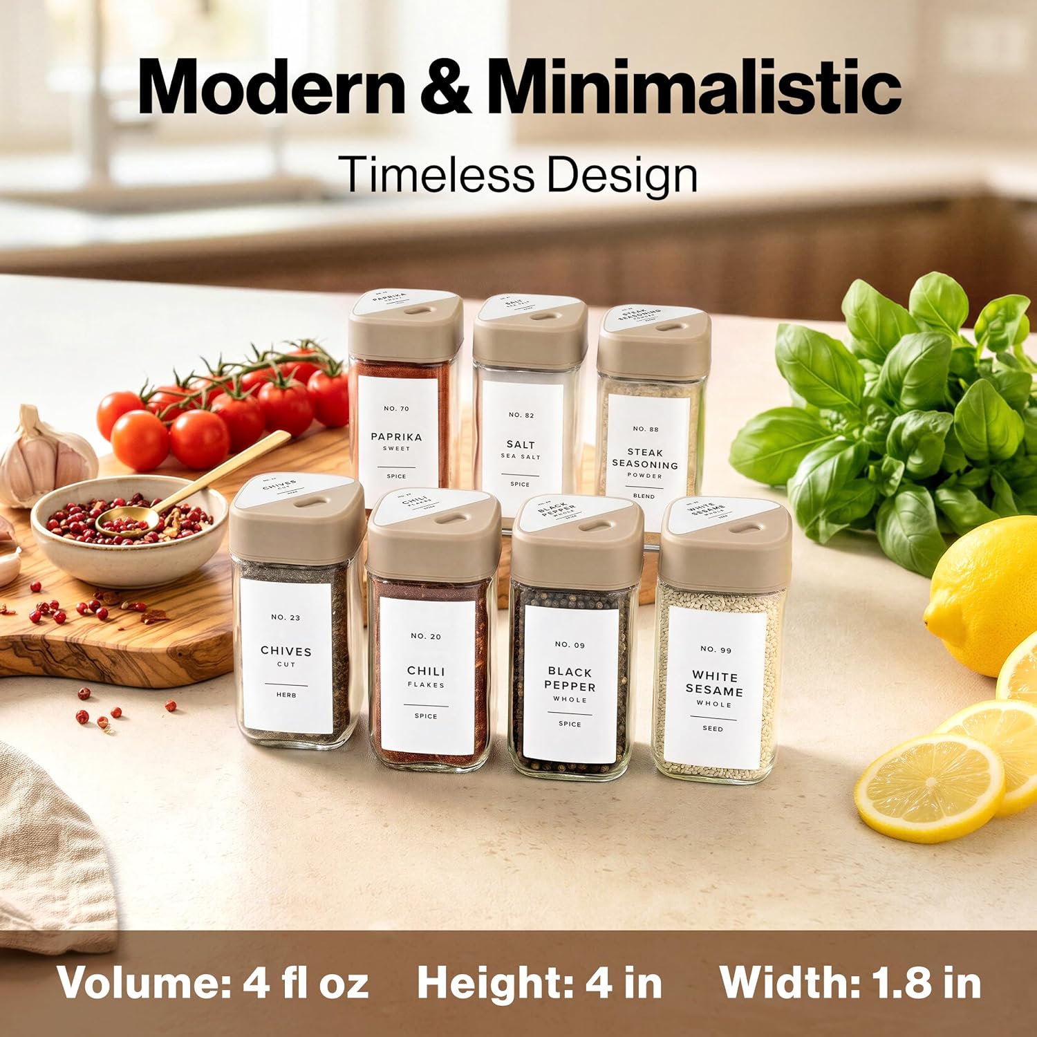 Detalle 2 de EDELHAUS Glass Spice Jars, 4 oz