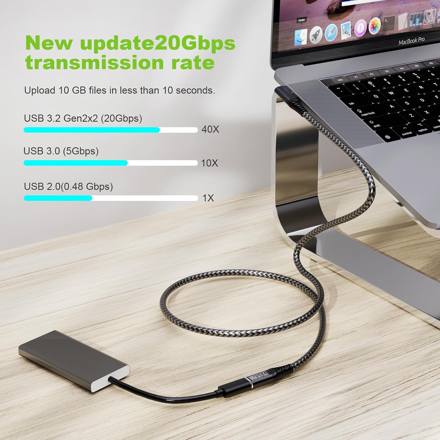 Thumbnail 5 de CAKOBLE USB-C Verlängerung 2 m (20 Gbps, 100 W, 4K@60 Hz) – USB 3.2 Gen2 Kabel, 90°
