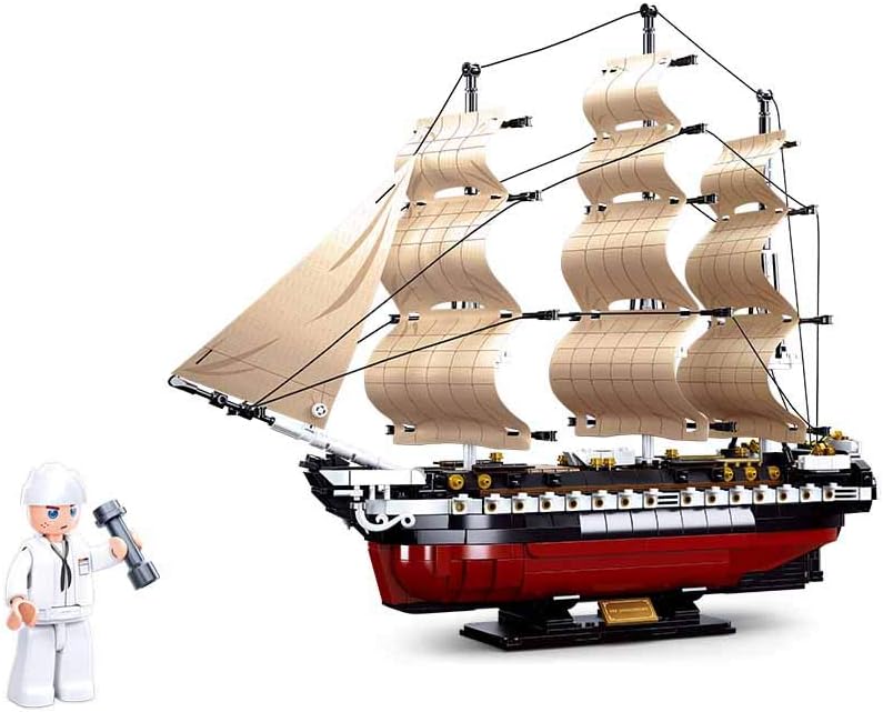 Detalle de Sluban ModelBricks M38-B0836 – fregata USS Constitution, 1118 klocków, skala 1:170