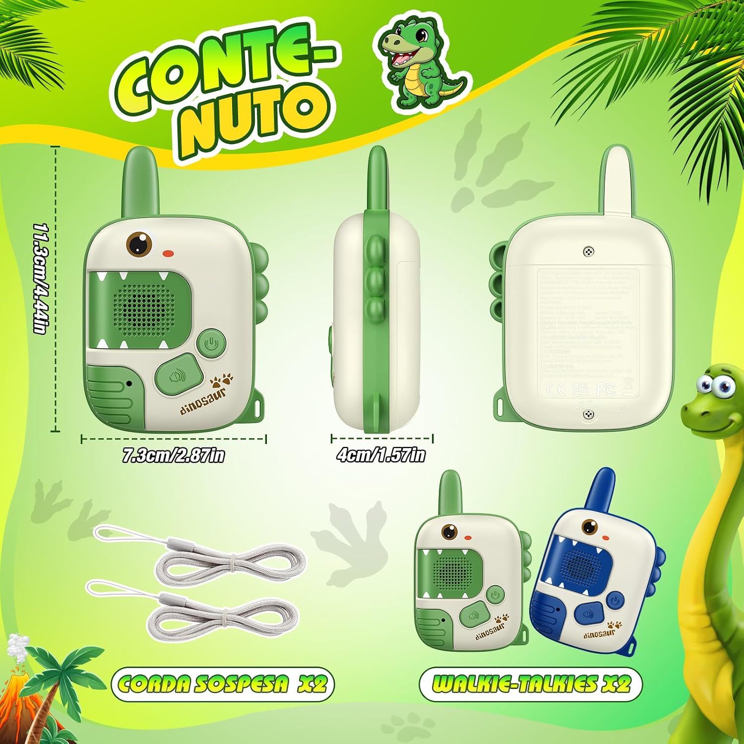 Thumbnail 4 de Walkie Talkie per Bambini con design dinosauro/unicorno – Giochi all’aperto per 3–10 anni