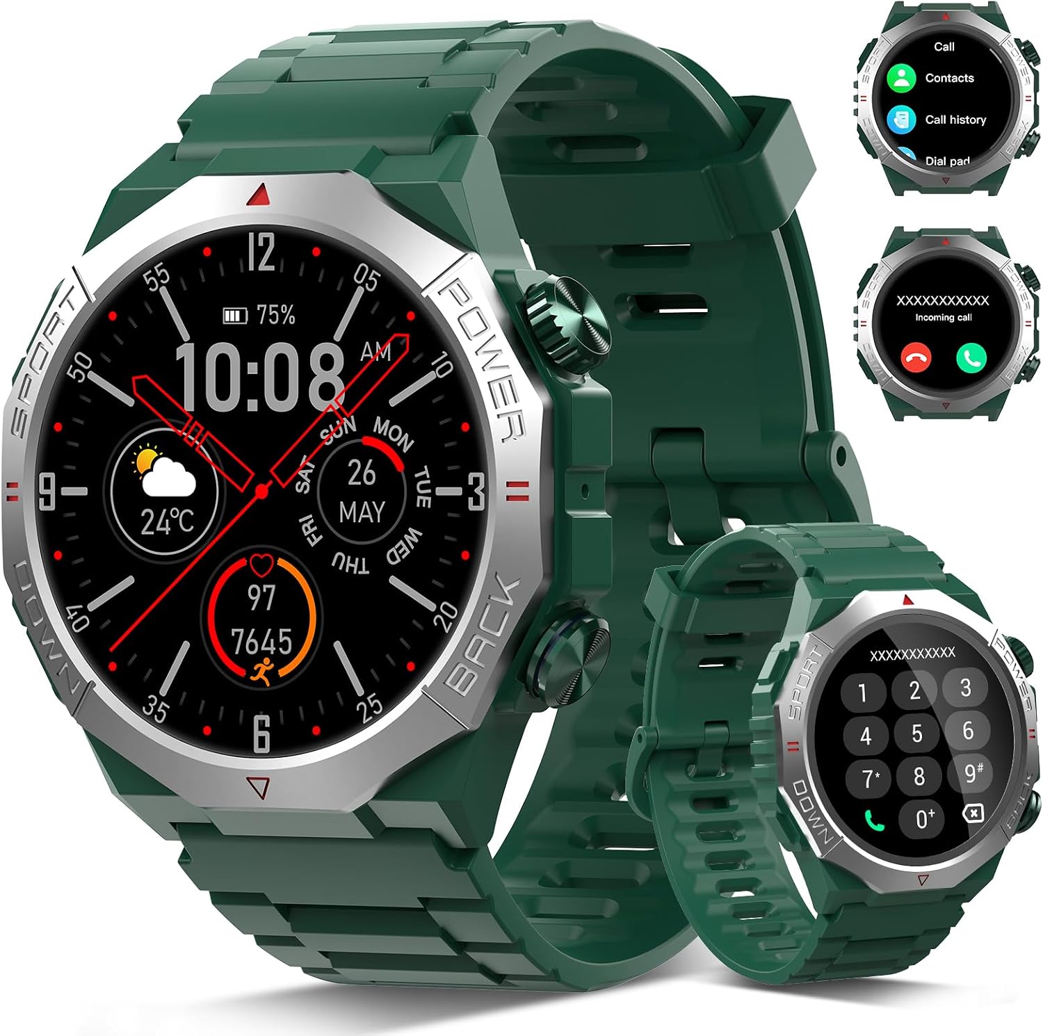 Detalle de Military Smart Watch for Men with 112 Sports Modes and IP68 Waterproofing