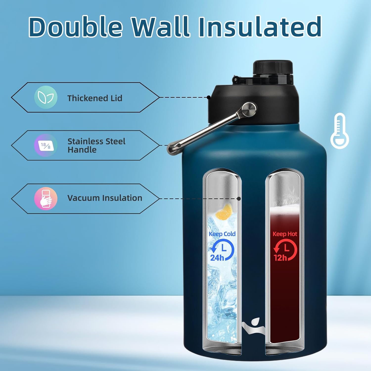 Detalle de Konokyo 1 Gallon Insulated Water Bottle, 128 oz