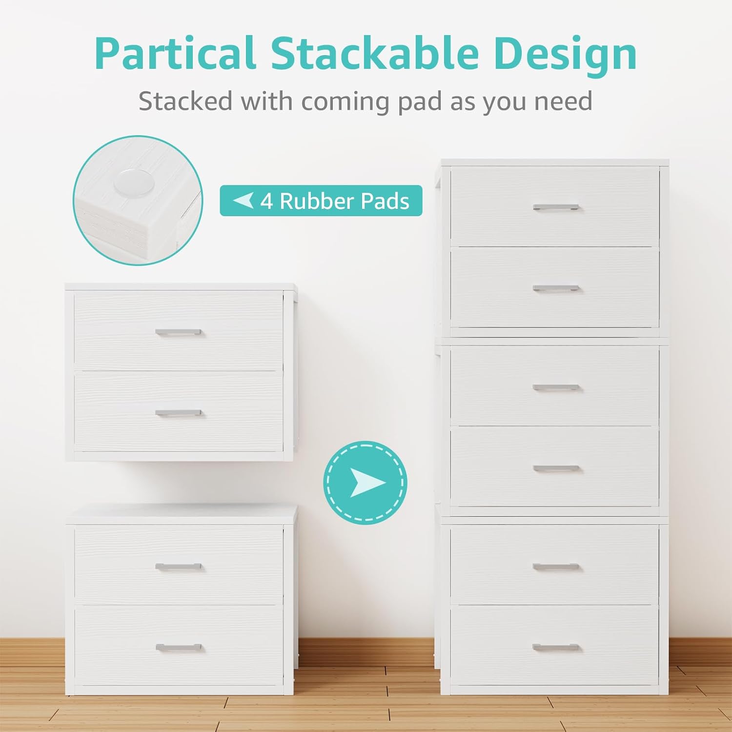 Thumbnail 4 de BOLUO 2-Drawer Stackable Fabric Storage Organizer for Closet