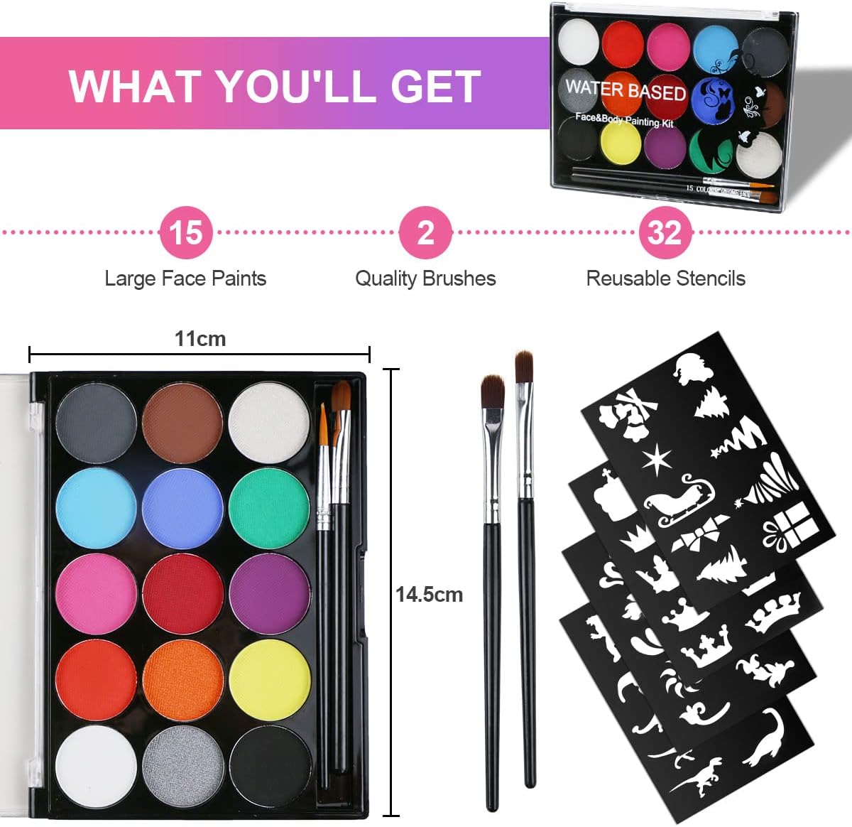 Thumbnail 2 de URAQT Body Painting kit 15 colori per trucco viso e corpo 🎨