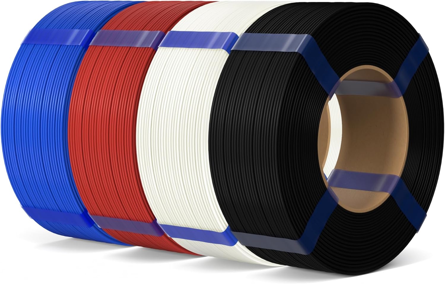 ELEGOO PLA Basic Refill Filament 1.75mm Bundle (4kg) – Black, White, Red & Cobalt Blue