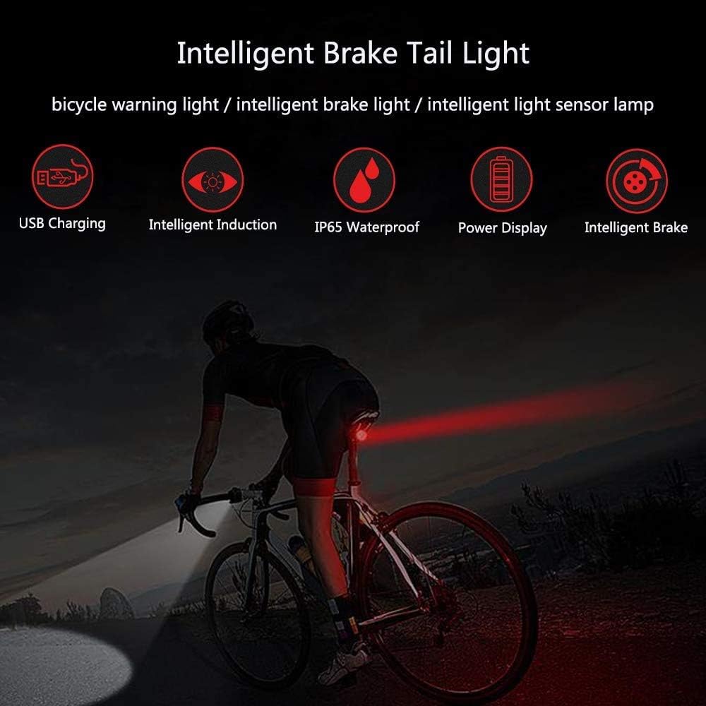 Detalle 2 de XIAOKOA Fanale posteriore per bicicletta con luce freno LED rossa, ricarica USB-C, impermeabile e luminosità regolabile