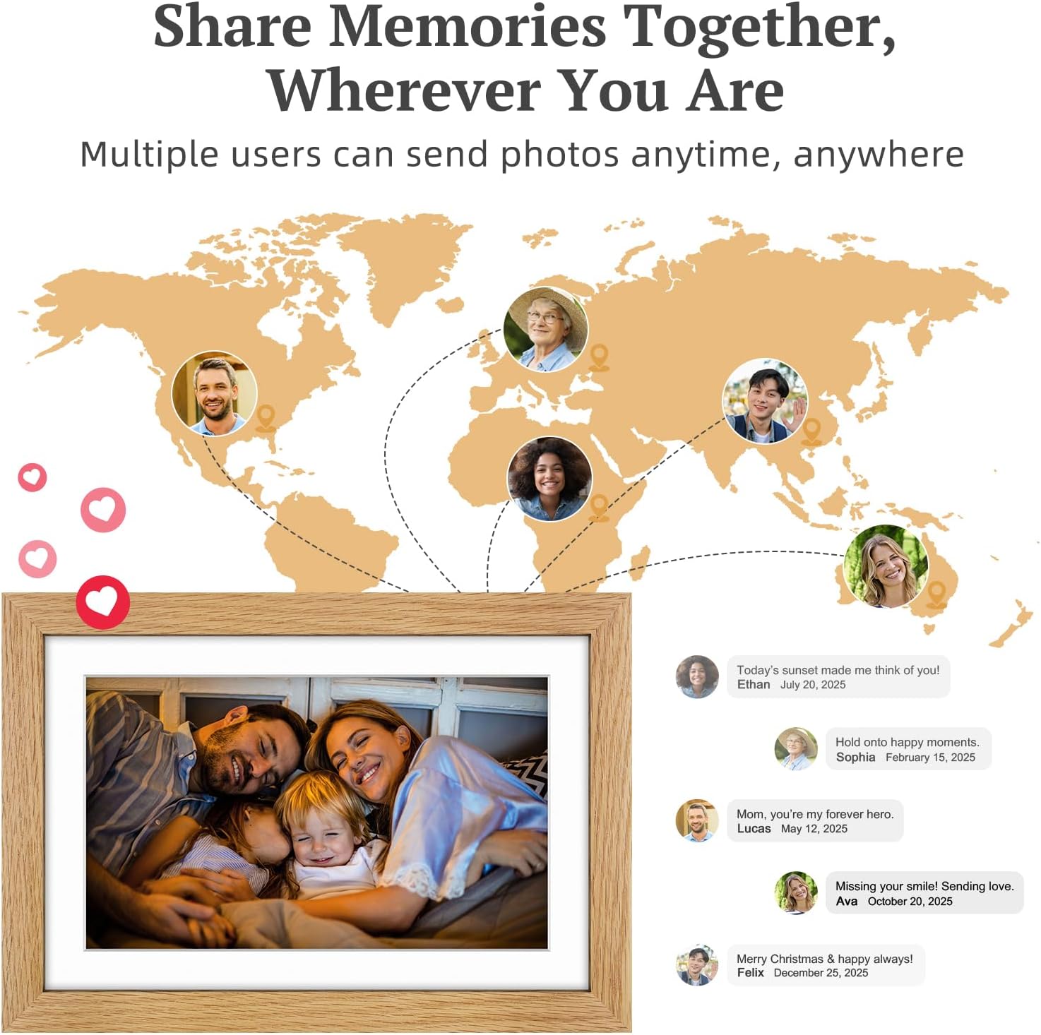 Thumbnail 6 de Frameo 10.1in Digital Photo Frame with Oak Wood Frame