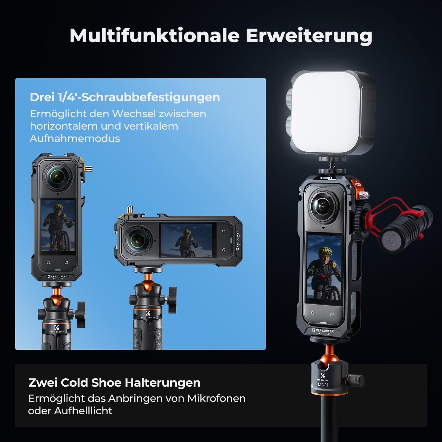 Thumbnail 2 de K&F CONCEPT Standard-Kamerakäfig für Insta360 X5 mit Aluminiumrahmen & Silikon-Objektivabdeckung