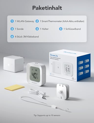 Thumbnail 8 de GoveeLife Thermomètre frigo WiFi avec app et alarme – 1 capteur