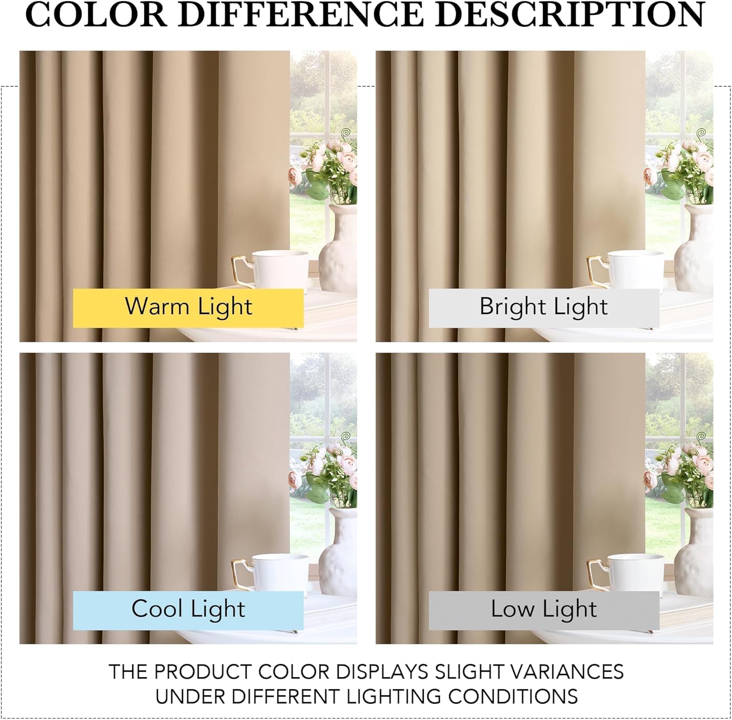 Detalle de PONY DANCE Beige Eyelet Curtain: Long Thermal Insulated Panel for Room Darkening