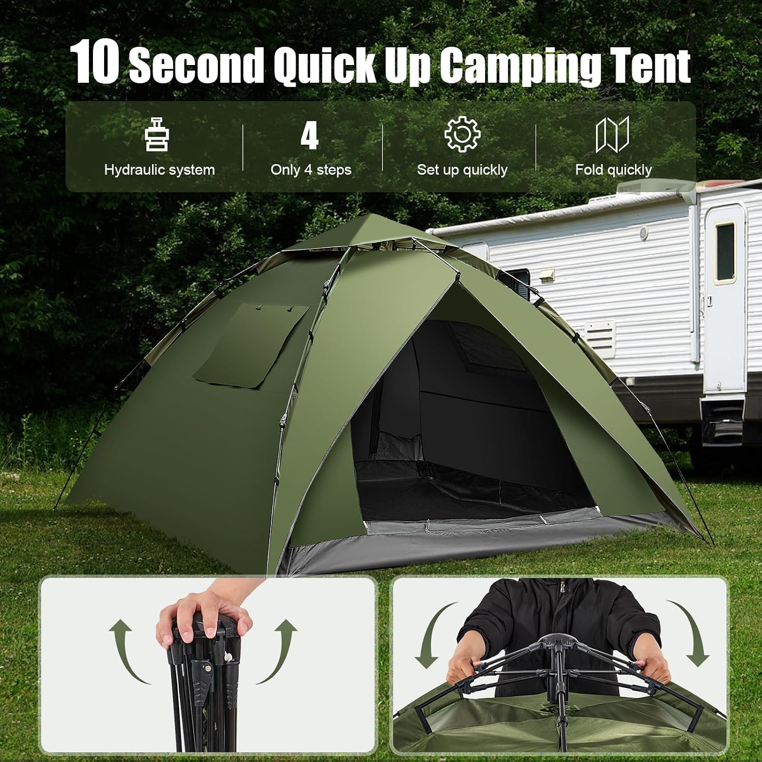 Thumbnail 2 de FORRINX automatische pop-uptent voor 4 personen, dubbellaags, 230 x 230 cm