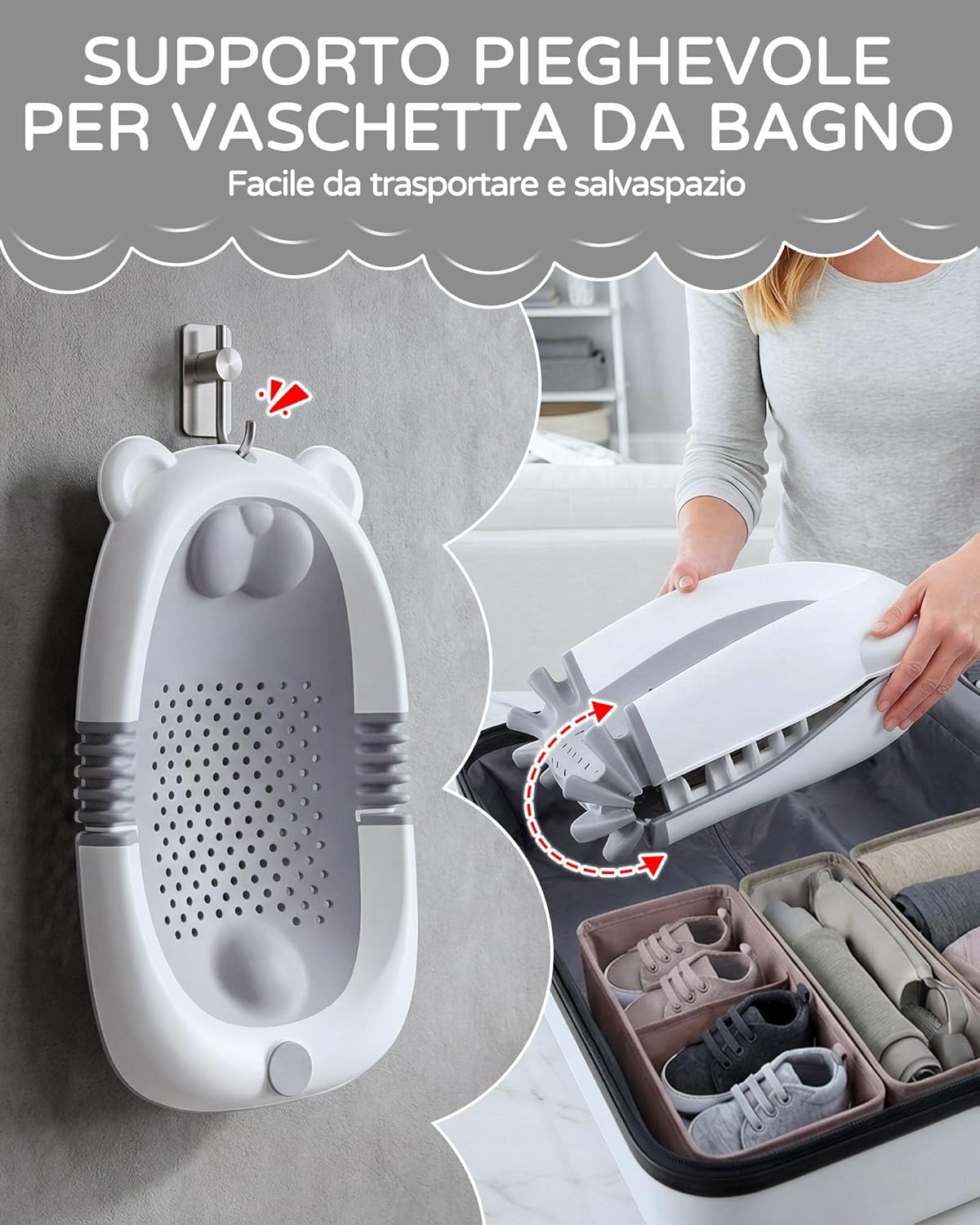 Thumbnail 5 de Vaschetta da bagno pieghevole per Neonato con supporto: comfort ergonomico e pieghevole per genitori in movimento