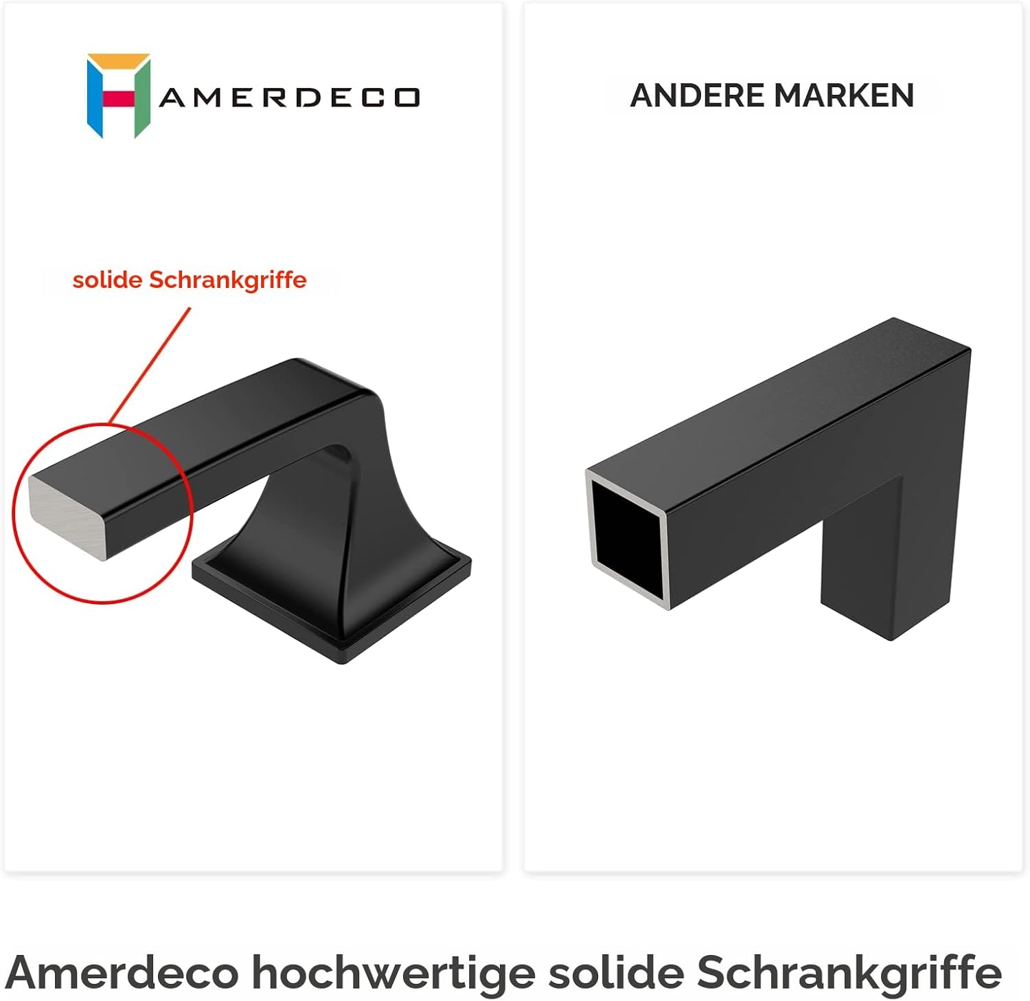 Thumbnail 4 de Amerdeco 6 Stück Möbelgriffe Schwarz 96mm Lochabstand – Zinklegierung, geeignet für Küchen- und Kleiderschränke