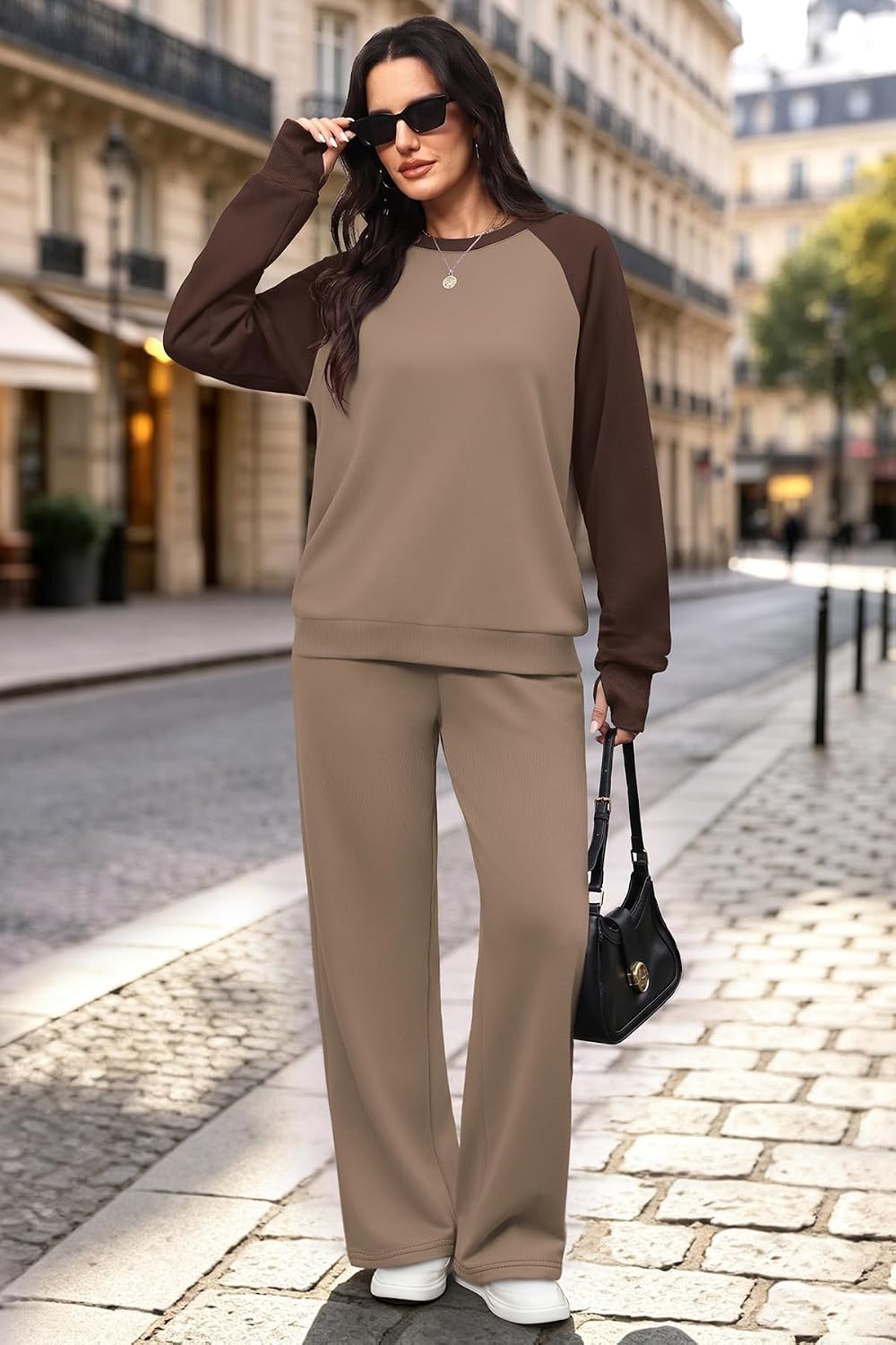 Detalle 2 de OFEEFAN Women's Two-Piece Sweatsuit, Fleece-Lined