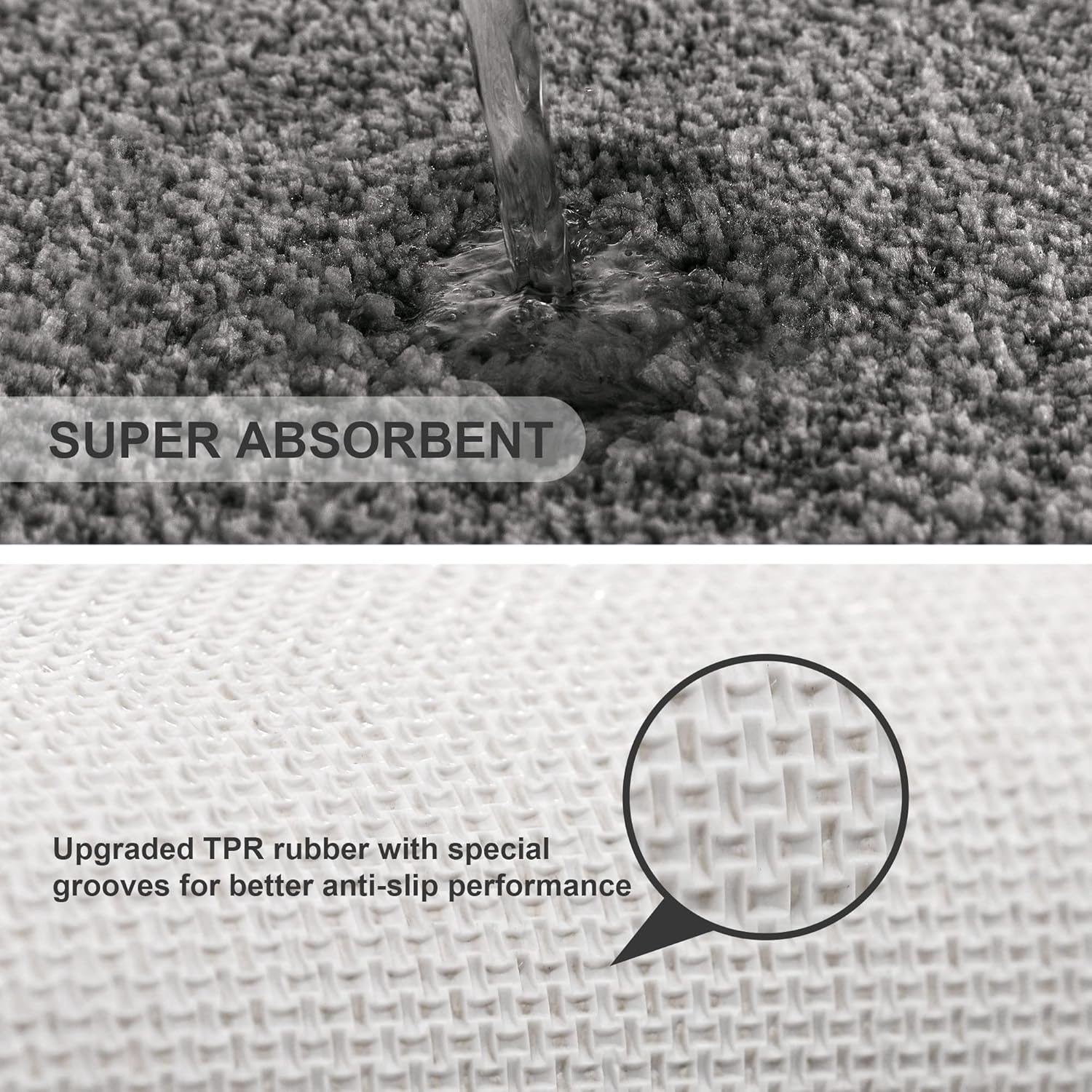 Thumbnail 4 de Tapis de Bain Extra Long Antidérapant 50 x 122 cm – Gris Foncé, Microfibre Douce et Absorbante