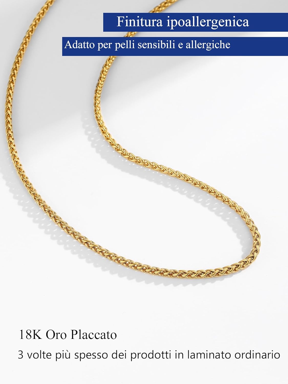 Thumbnail 6 de PROSTEEL Collana 3MM Catenina Uomo in Acciaio 316L – Dente di Drago, lunghezze 46–76 cm