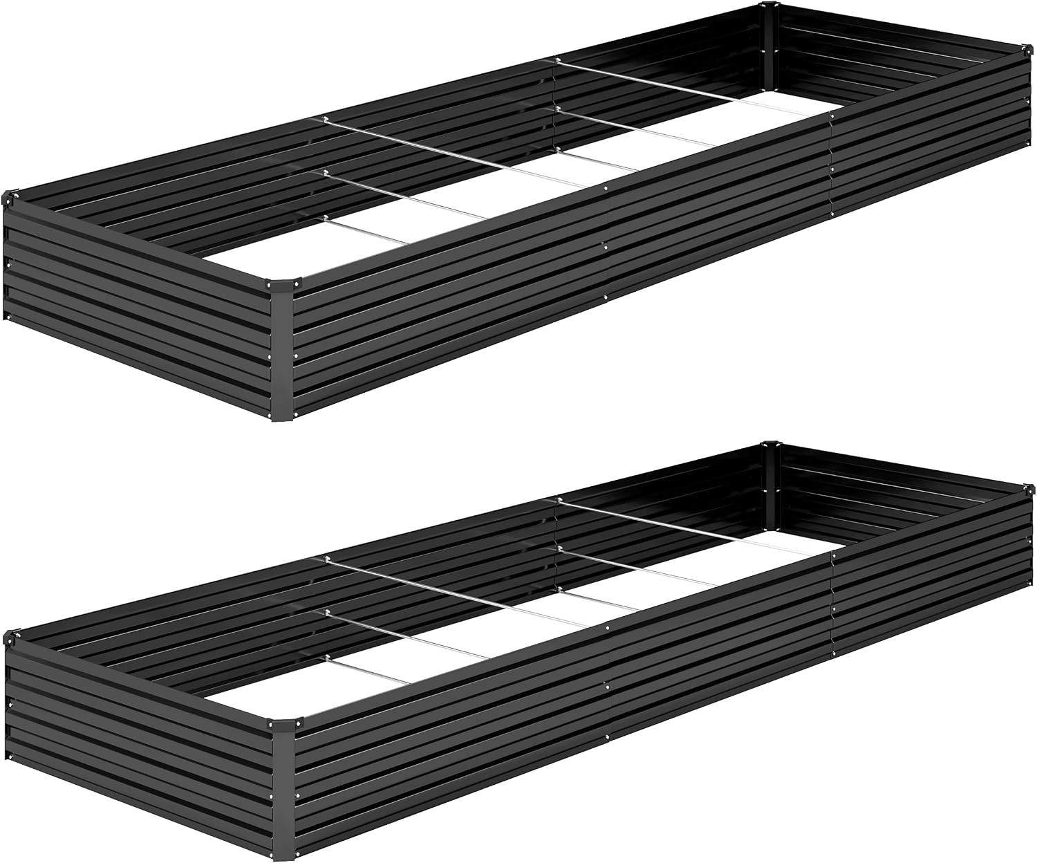 Detalle de DIIYIV 12 x 4 x 1 ft Galvanized Raised Garden Bed Kit, Black, 2-Piece
