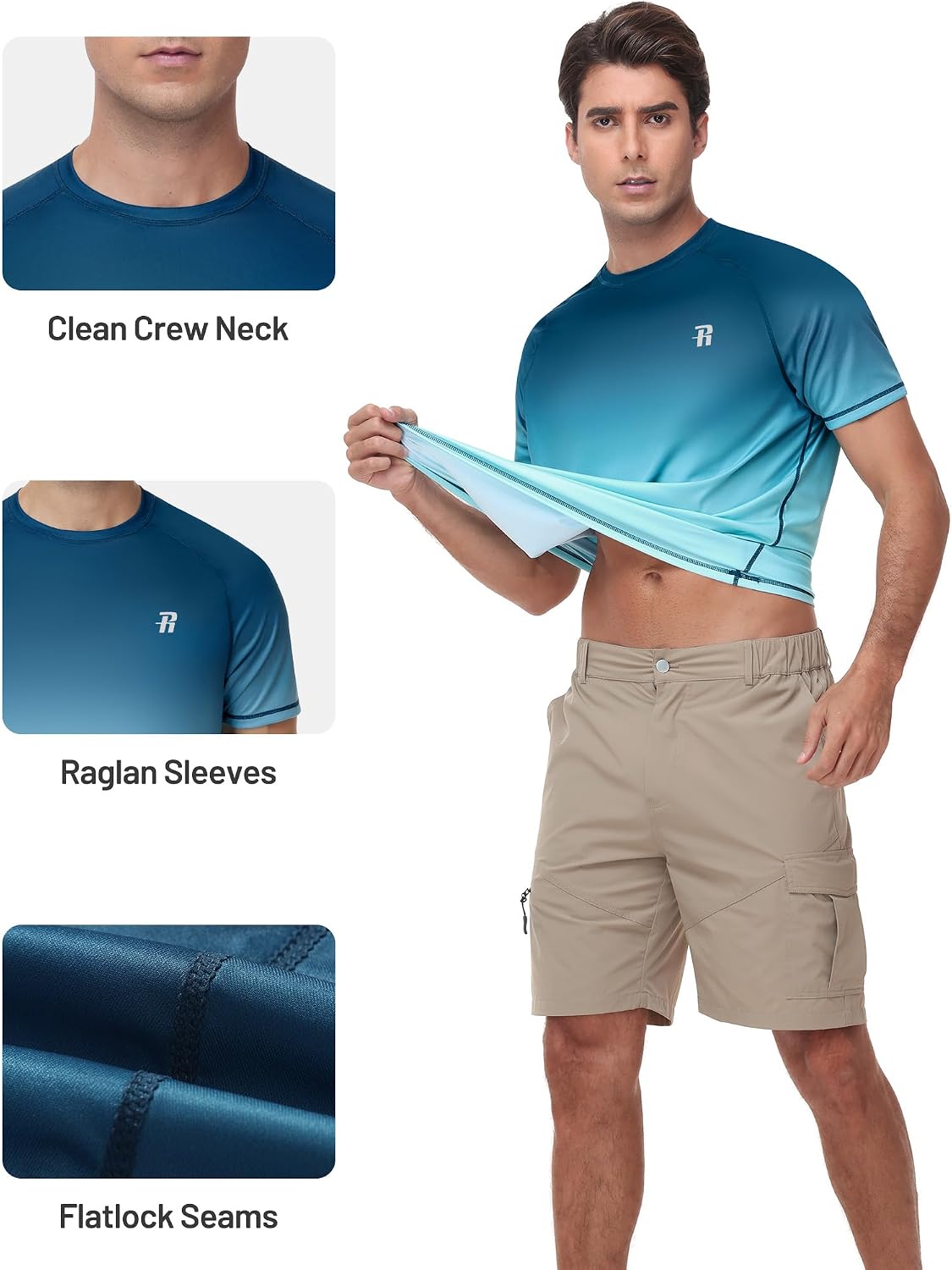 Detalle 2 de Runhit Men’s UPF 50+ Rash Vest Short Sleeve