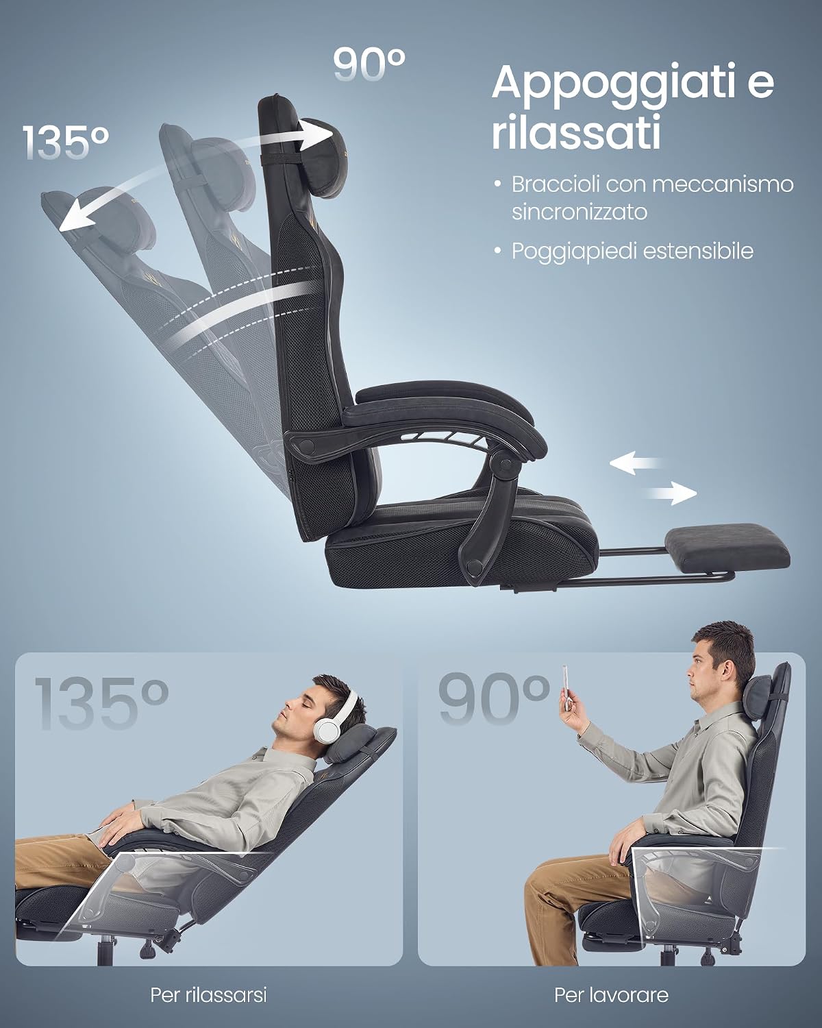 Thumbnail 6 de SONGMICS Sedia Gaming OBG079B01: Comfort Ergonomico per Scrivania