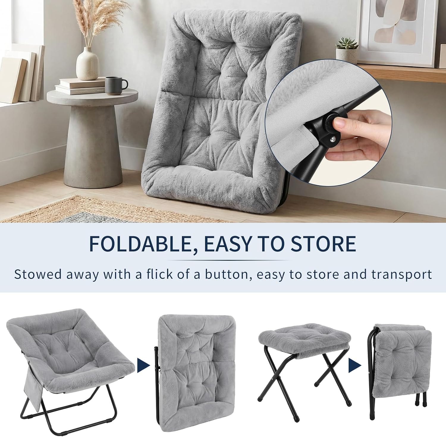 Thumbnail 6 de Clevich sillón de relax plegable gris 72x76x78 cm