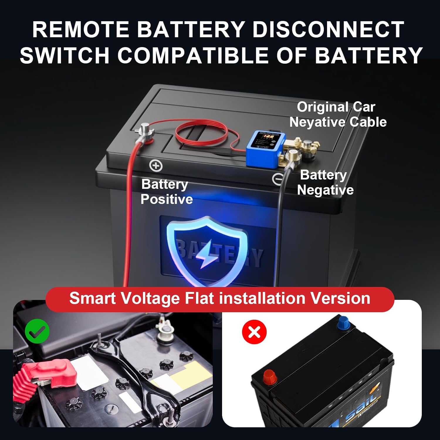 Detalle de Mtchavno Stacca Batteria 12V con telecomando: protezione antifurto e spegnimento remoto per veicoli