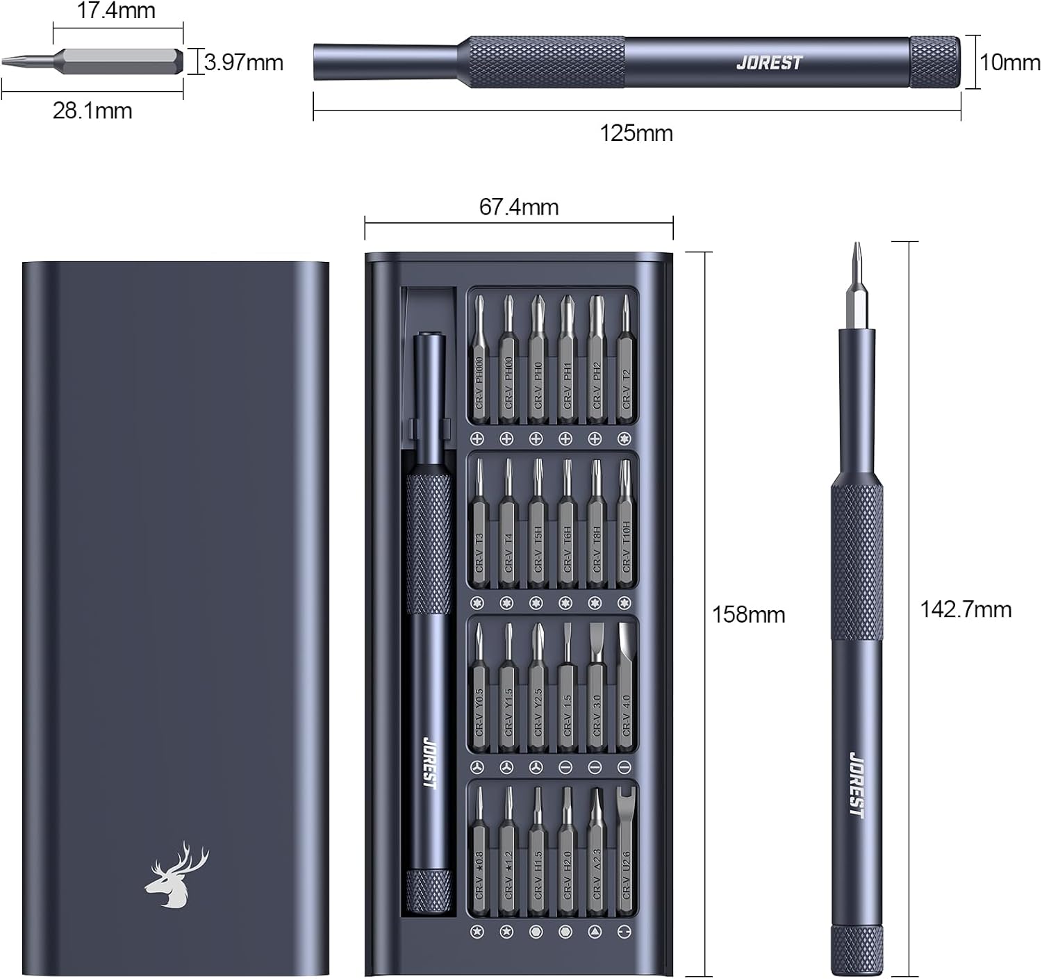 Detalle 2 de JOREST AJJOJM0602ORDDER1 25-in-1 Precision Screwdriver Set with 24 Bits