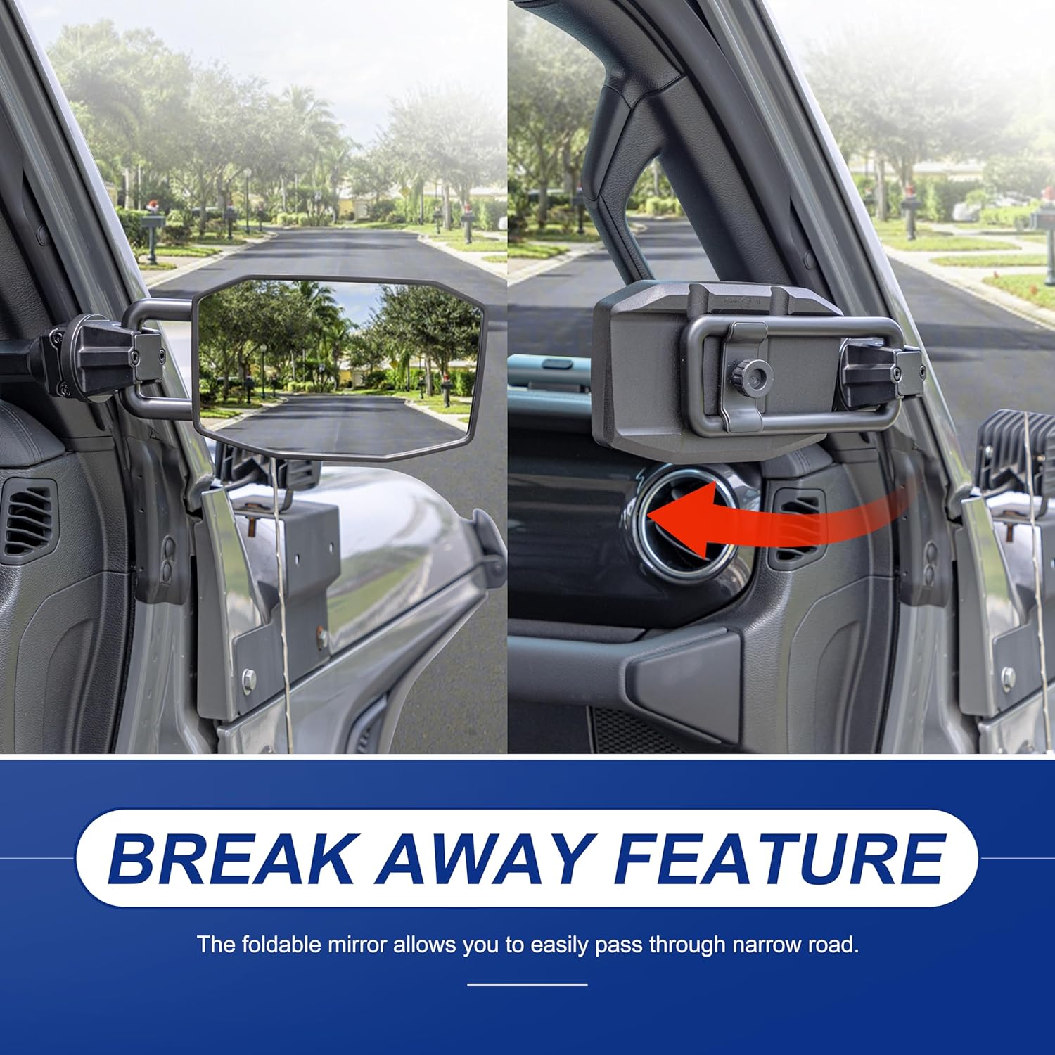 Detalle de GEVINFA Upgrade Mirrors Doors Off for Jeep Wrangler JL/JLU and Gladiator JT (2018-2023) with Quick Release and Stable Ball Head
