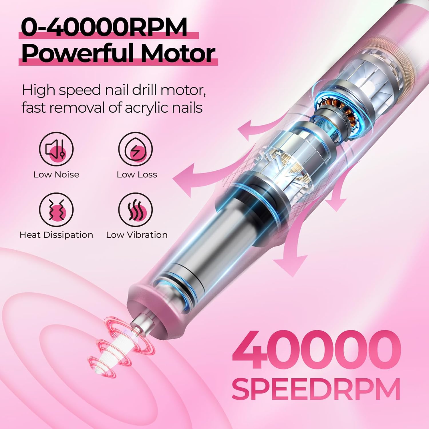 Detalle 2 de JOSGLOI 40000RPM Nail Drill Kit