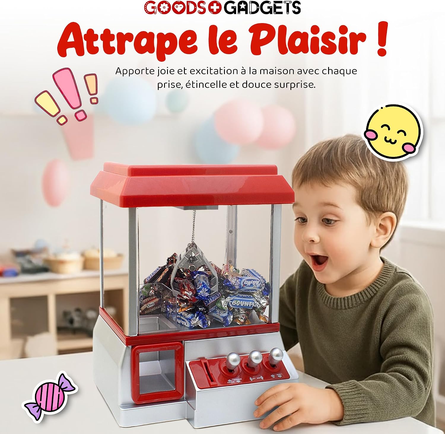 Detalle 2 de GOODS+GADGETS 19873592 Candy Grabber-snoepgrijpmachine, rood