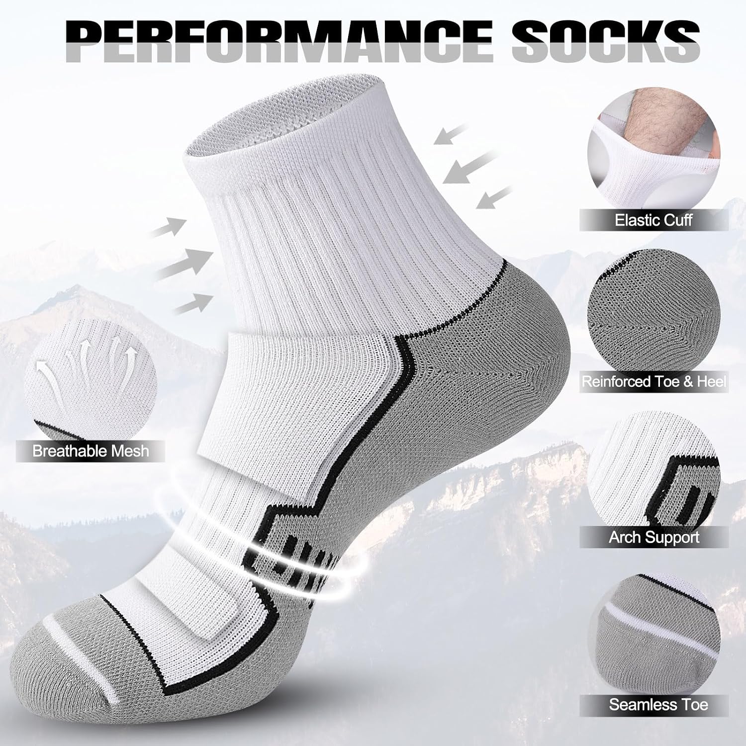 Detalle de ILovDaisy Running Trainer Socks for Men – Cushioned, Anti-Blister Ankle Socks (6 Pairs)