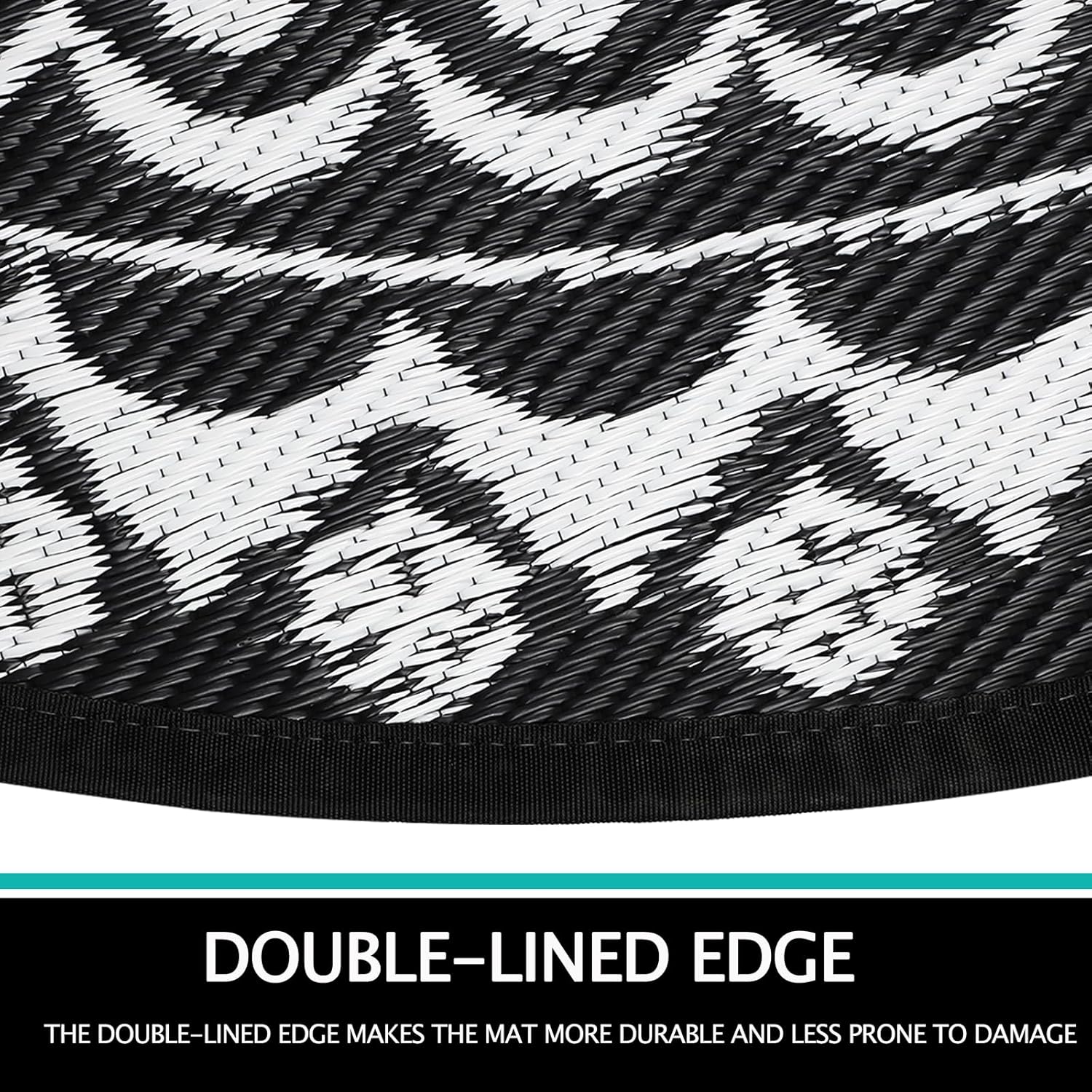 Thumbnail 3 de Capslpad 150cm Round Outdoor Rug (Reversible, Waterproof, Plastic Straw) for Patio, RV & Camping