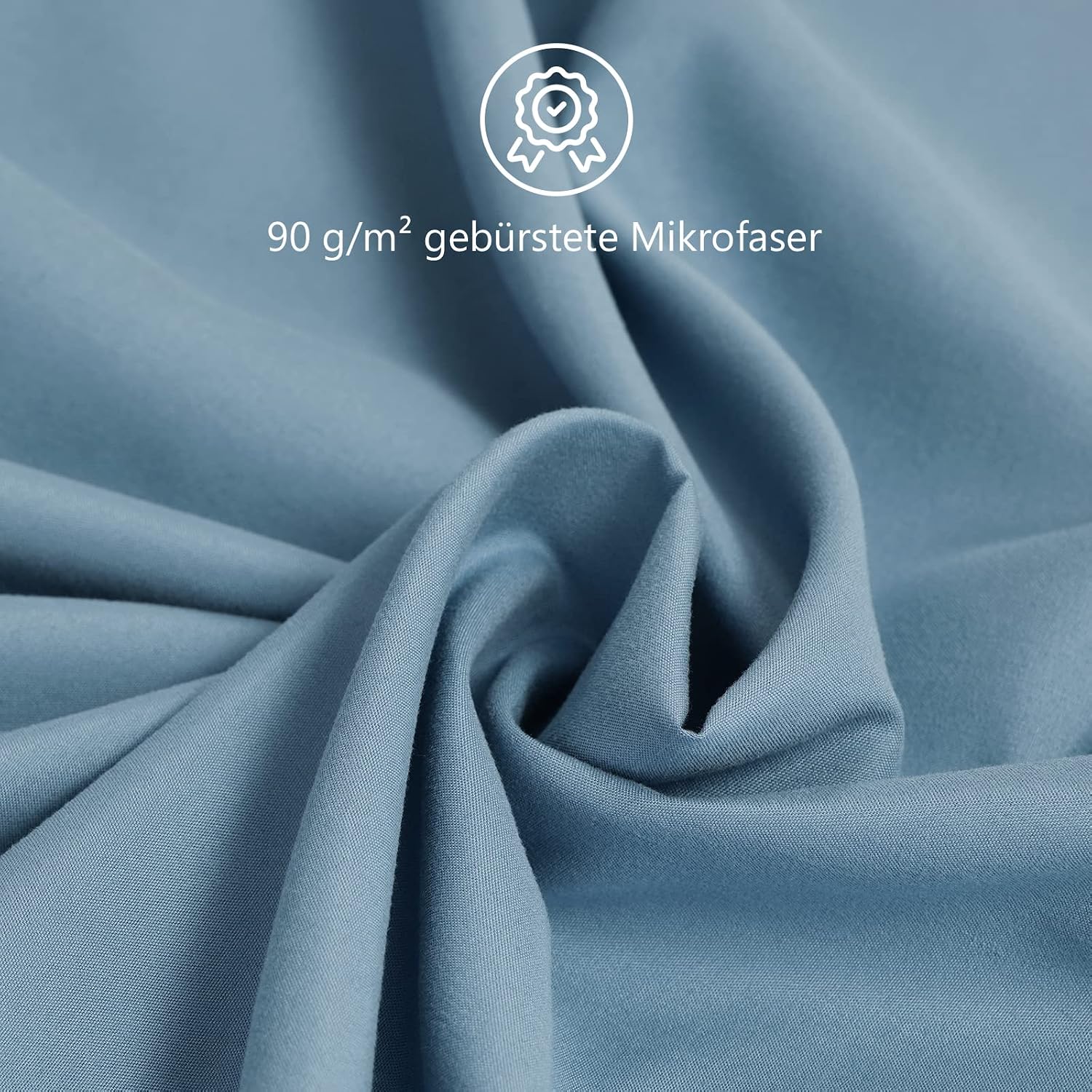 Detalle 2 de REDKEY Kissenbezug 40x80 cm, 2er Set – graublau, mit Reißverschluss, Mikrofaser
