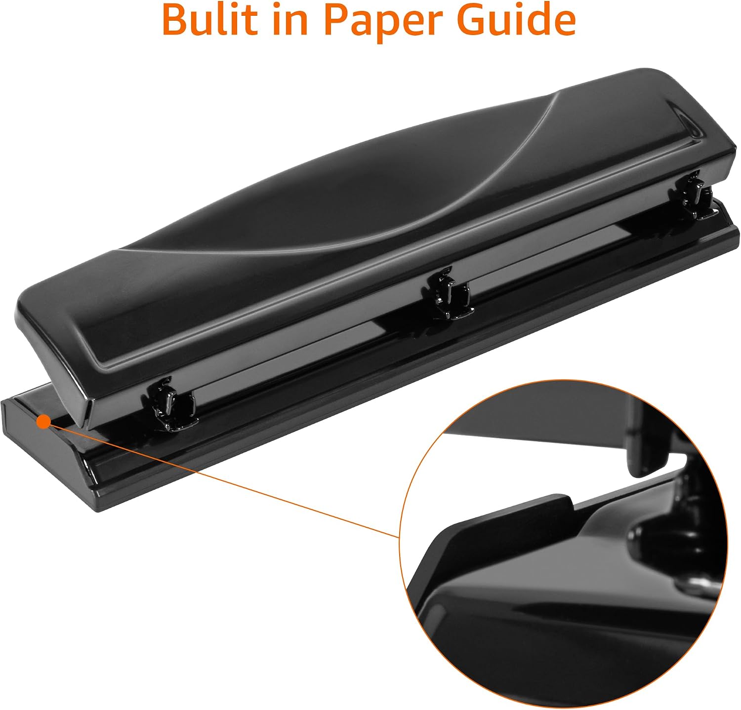 Detalle 2 de Amazon Basics 3 Hole Punch, 10 Sheet Capacity, Black with Easy-Clean Tray