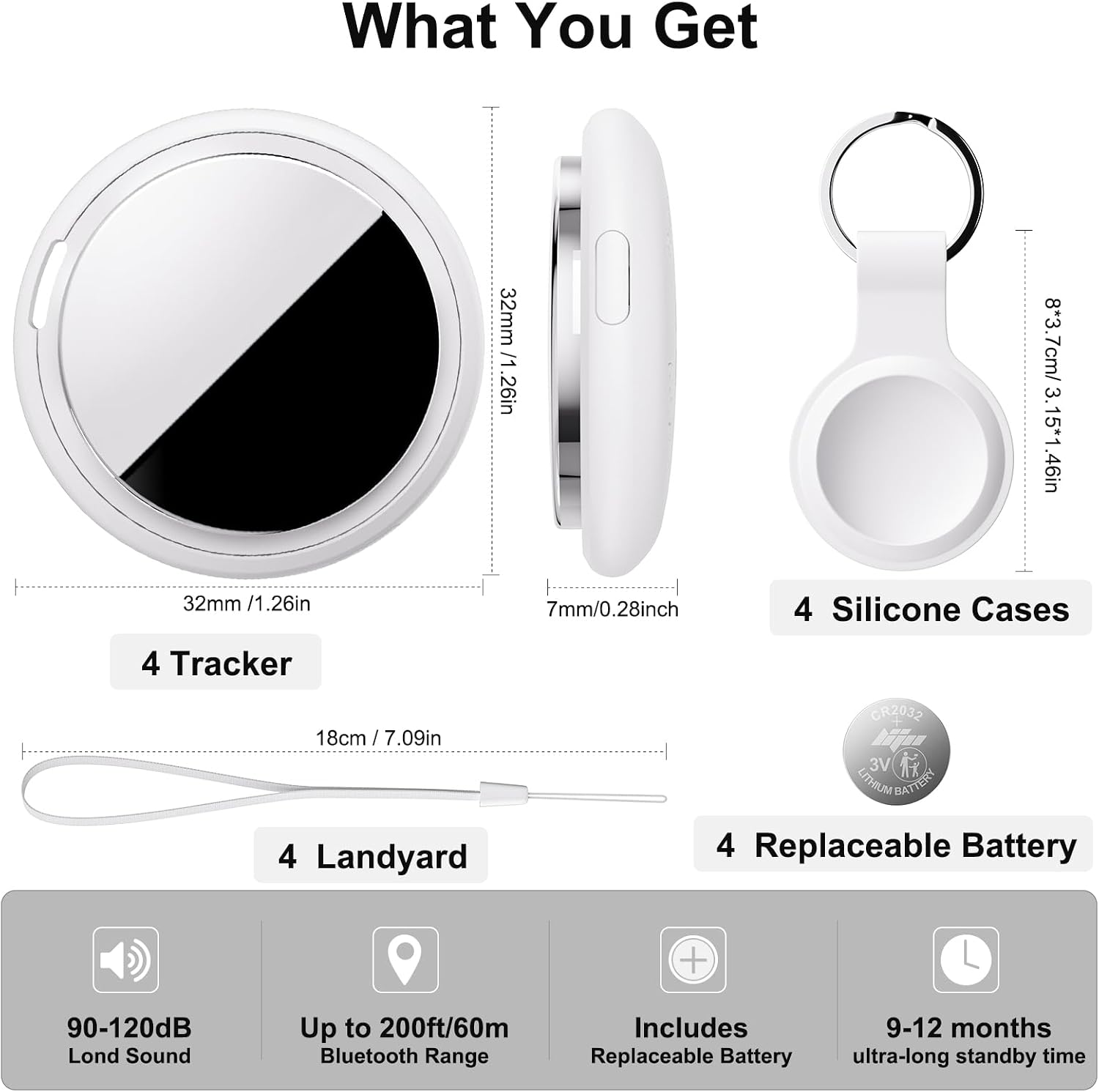 Thumbnail 5 de Bnlei Smart Air Tracker Tag, Find My, iOS, 4 pz