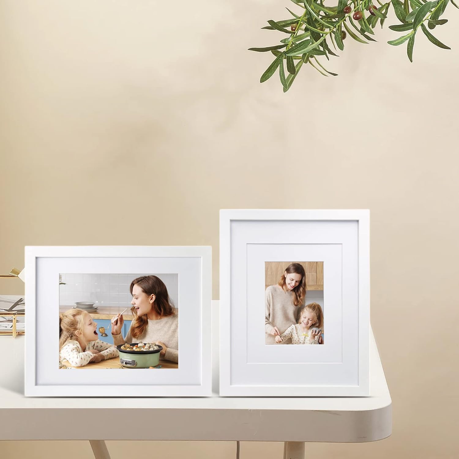 Detalle de EGOFINE 14x11 Picture Frame – 4 Pack, Solid Wood with Mats and Plexiglass
