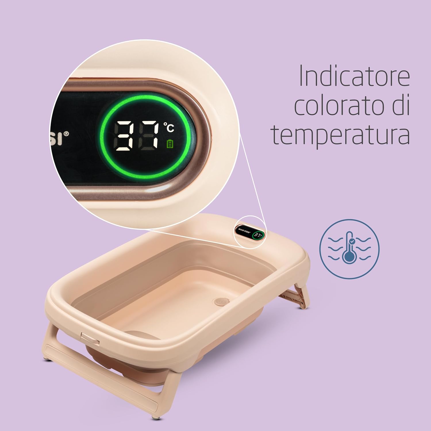 Detalle de Maxi-Cosi Indigo Vaschetta Bagnetto Neonato Pieghevole: sicura, comoda e facile da trasportare
