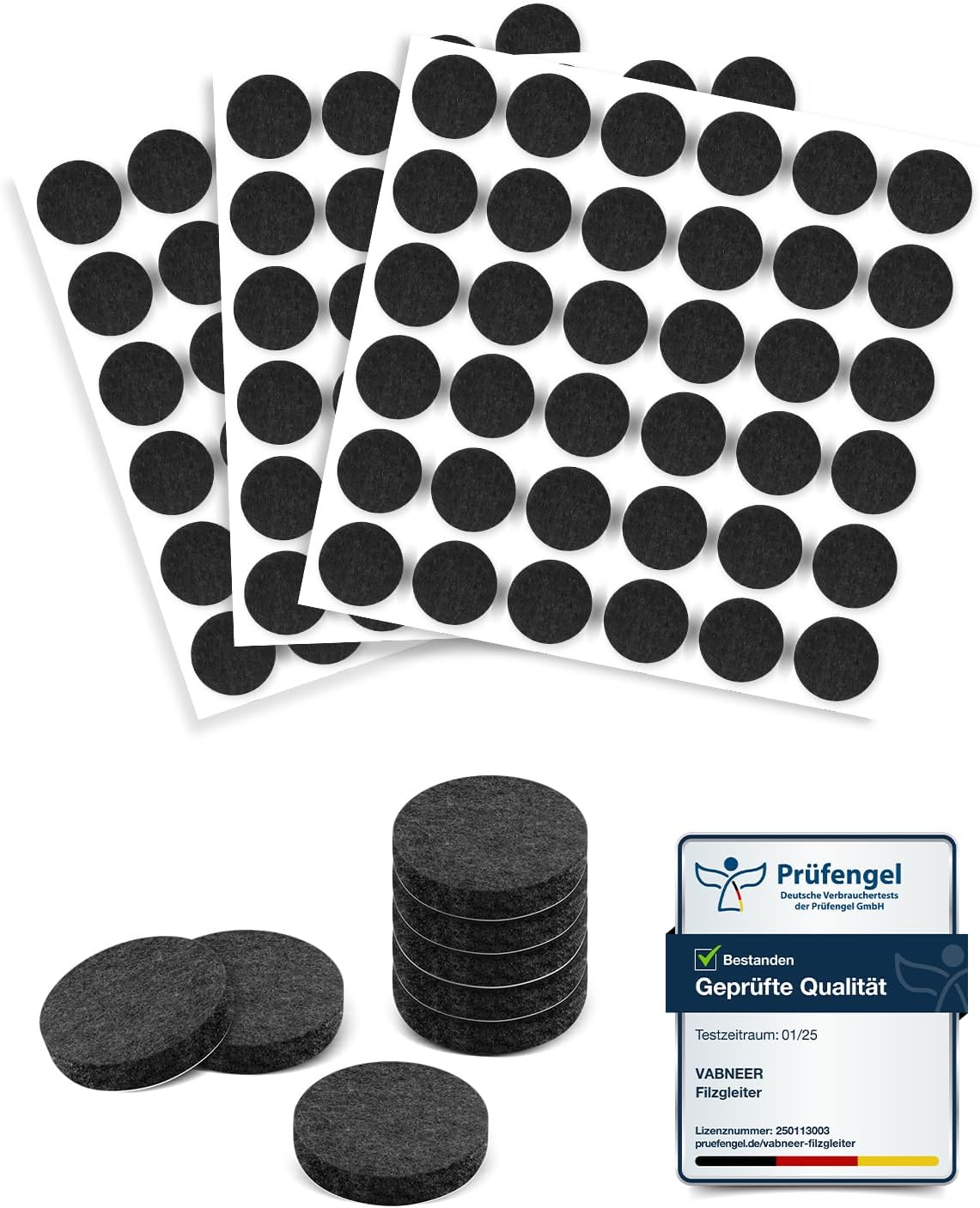 Filzgleiter 15 mm, 108 Stück für Bodenschutz