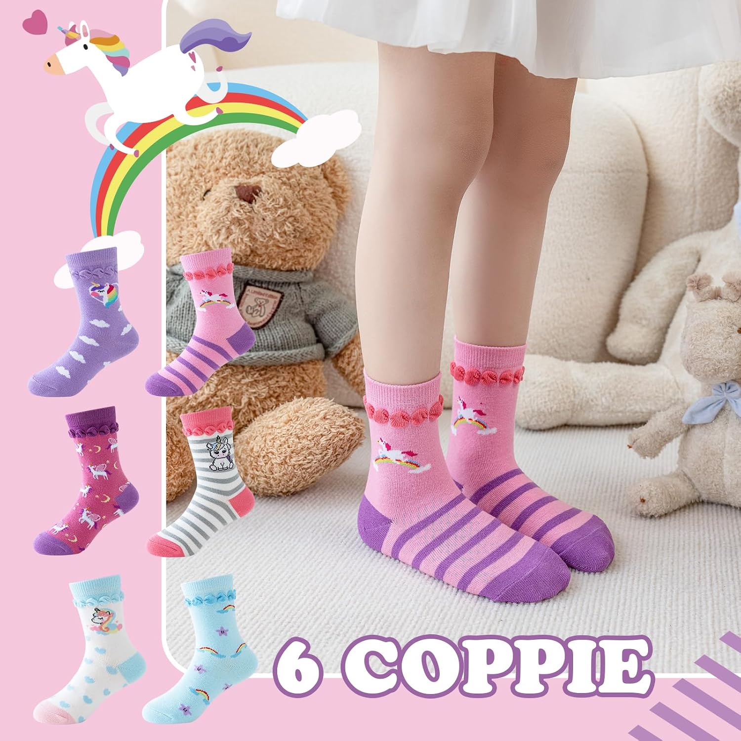 Thumbnail 6 de Cirorld 601 Girls’ Socks, Cotton Blend, Seamless Design, 6 Pairs